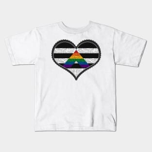 Elegant LGBT Ally Pride Decorative Heart in Pride Flag Colors Kids T-Shirt